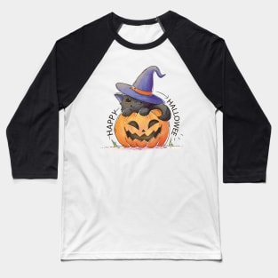 Halloween Fun - Black Cat In A Pumpkin Baseball T-Shirt